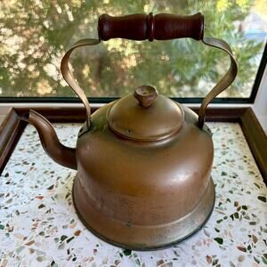 Vintage Old Dutch Copper Tea Kettle Portugal Rustic Farmhouse Decor